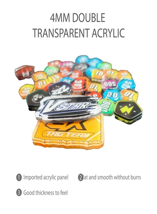 Extalas Damage and Status Counters for PTCG Set of 37Acrylic Effect Tokens Combatible - Image 3